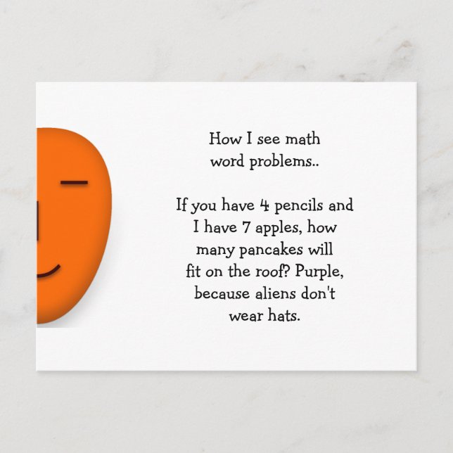 Cartão Postal Problemas de Palavras Matemáticas.. Engraçado Envi (Frente)