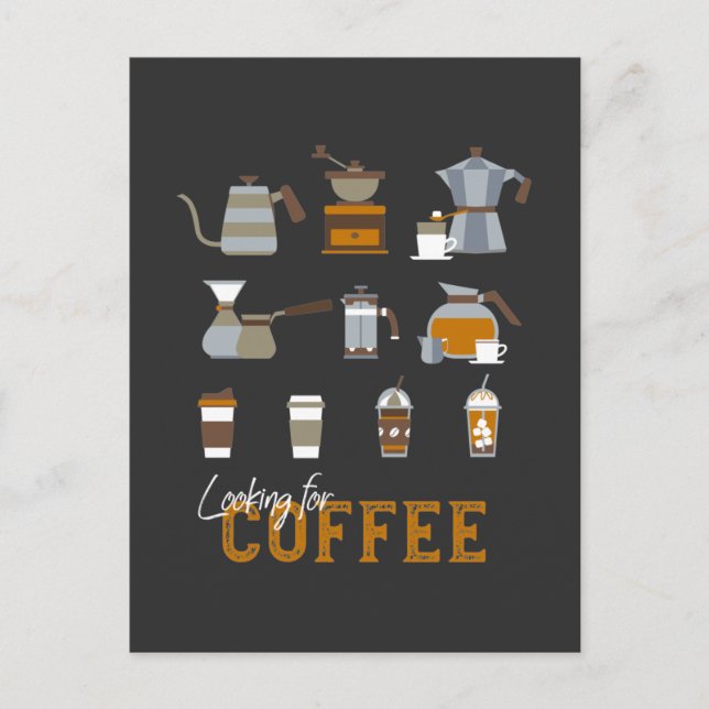 Cartão Postal Procurando um delicioso café (Frente)