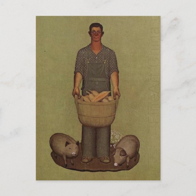 Cartão Postal Produto de Iowa por Grant Wood (Frente)