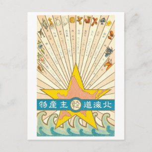 Cartão Postal Produtos Principais Vintage de Hokkaido, 1916