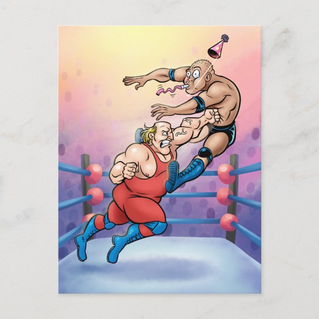 Cartão Postal Professional Wrestling Hit Birthday Card (Frente)