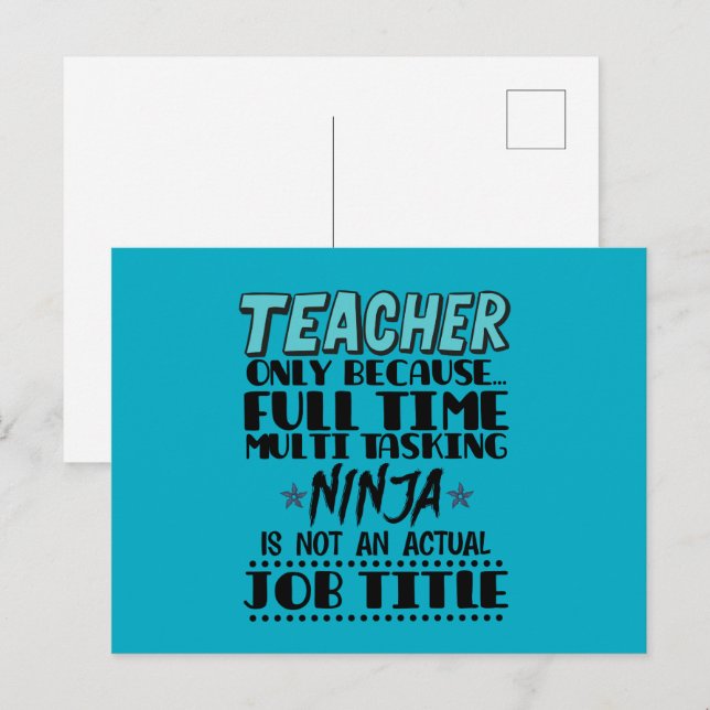 Cartão Postal Professor Apenas Porque Ninja de Multitarefa em Te (Frente/Verso)