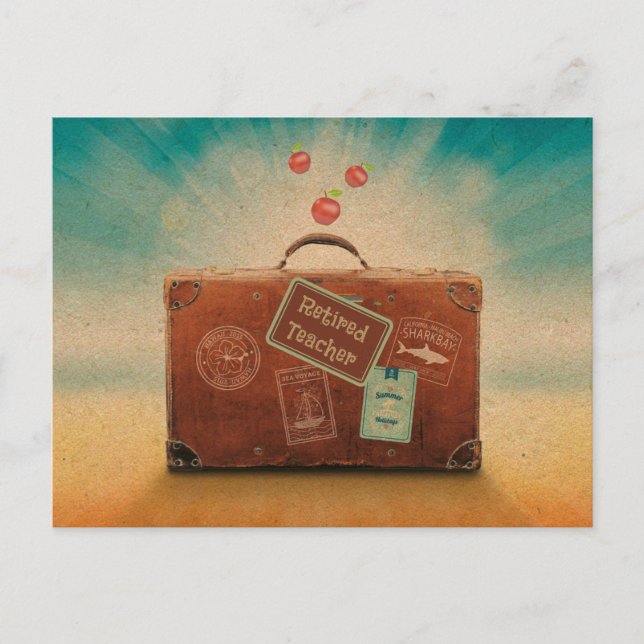 Cartão Postal Professor aposentado, mais tempo para Viagem (Frente)