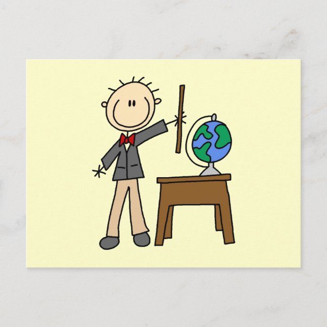 Cartão Postal Professor com o globo (Frente)