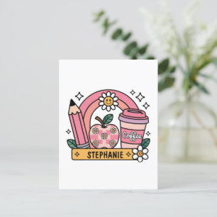 Cartão Postal Professor de Arco-Íris Rosa Essencial - Personaliz