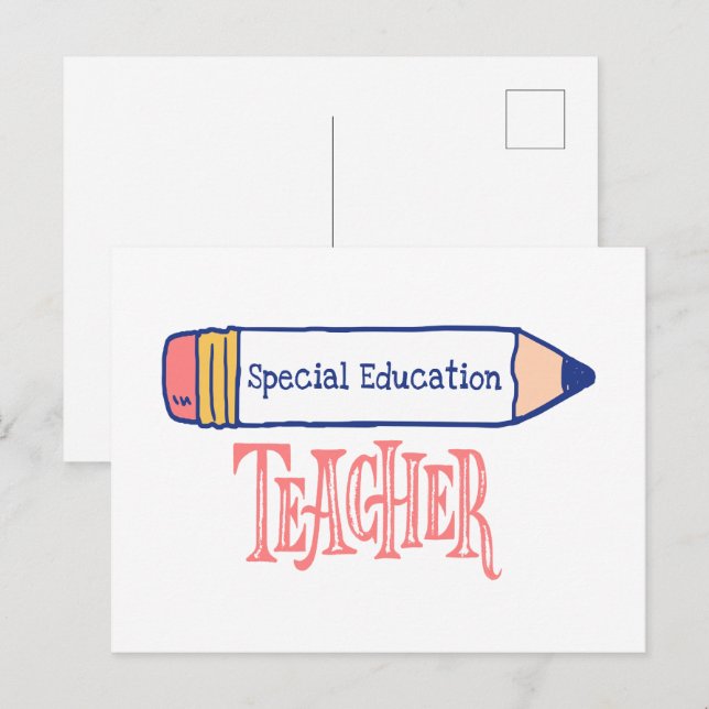 Cartão Postal Professor de Educação Especial Design de Lápis (Frente/Verso)