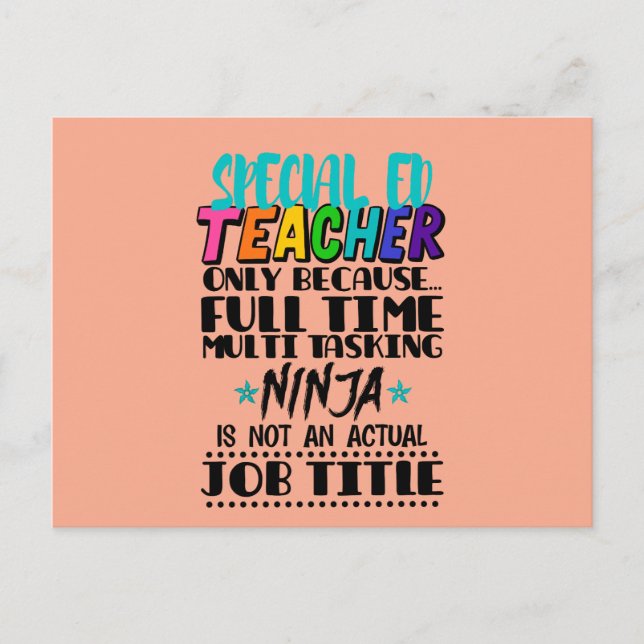 Cartão Postal Professor de Educação Especial Somente Porque Mult (Frente)