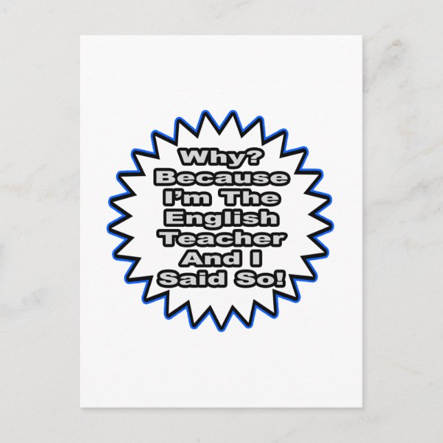 Cartão Postal Professor De Inglês... Porque Eu Disse Isso. (Frente)