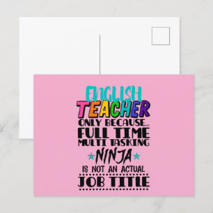 Cartão Postal Professor de Inglês Somente Porque Multitarefa em