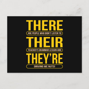 Cartão Postal Professor de Língua Inglesa There Their They're