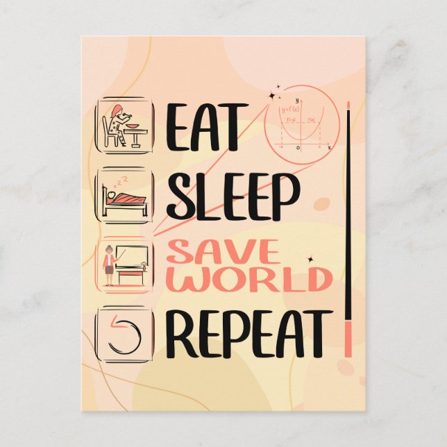 Cartão Postal Professor de Super Matemática salva o mundo. Obrig (Frente)