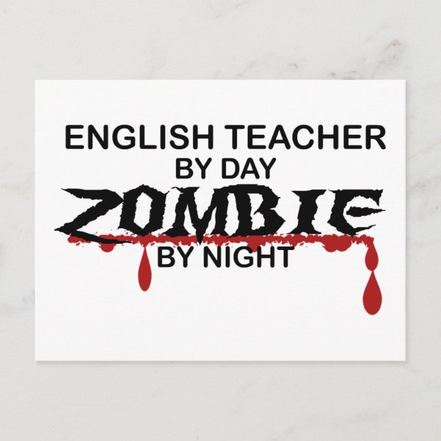Cartão Postal Professor Inglês Zombie (Frente)