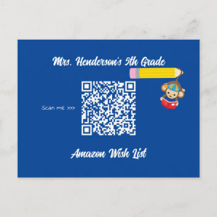 Cartão Postal Professor Sala de Aula Lista de Desejos Código QR 