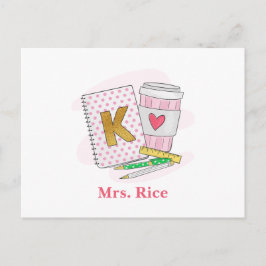 Cartão Postal Professora de Jardim de Infância Livro Preppy de P