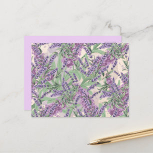 Cartão Postal Profusão de Lavanda Pó Rosa Floral Rústica