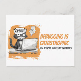 Cartão Postal Programmer Cat Humour Debugging is Catastrophic