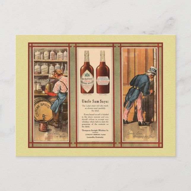 Cartão Postal Proibição do Tio Sam do Kentucky Bourbon (Frente)