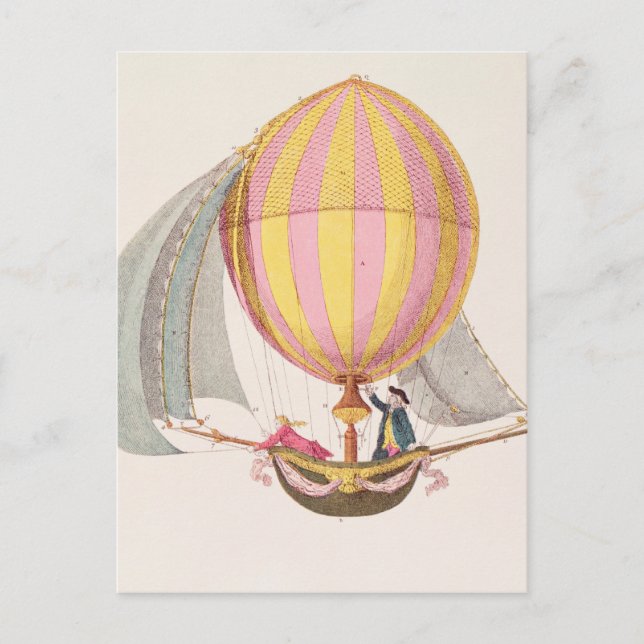 Cartão Postal Projete para um dirigible, francês, c.1785 (Frente)