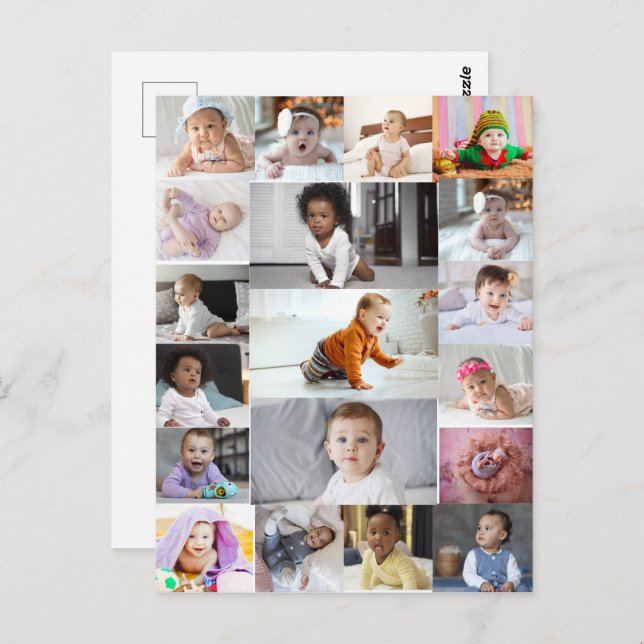 Cartão Postal Projete Sua Própria Colagem de 19 Fotos  (Frente/Verso)