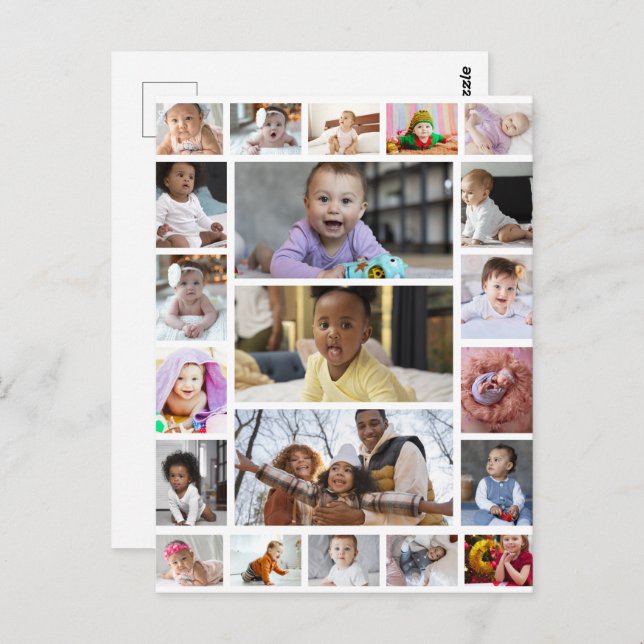 Cartão Postal Projete Sua Própria Colagem de 21 Fotos (Frente/Verso)