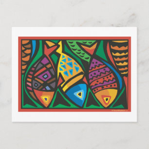 Cartão Postal Projeto de Arte Abstrata de Peixes