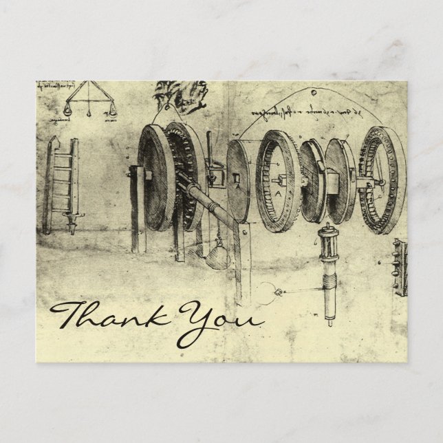 Cartão Postal Projeto de Engenharia de Rodas por Leonardo da Vin (Frente)