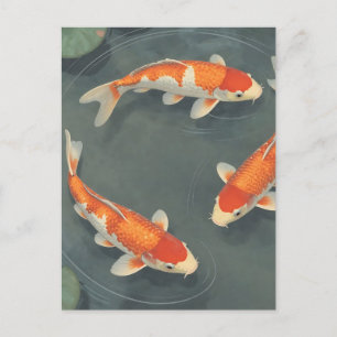 Cartão Postal Projeto de Serenidade de Lago de Peixes Koi Gracio