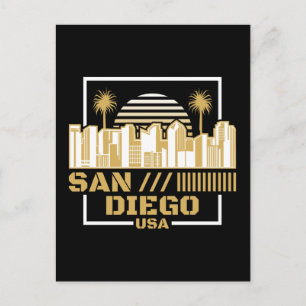 Cartão Postal Projeto de Viagem do Céu Noturno Retro de San Dieg