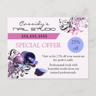 Cartão Postal Promo de Bar de unhas e técnico de unhas