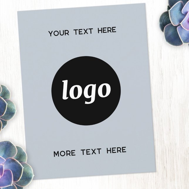 Cartão Postal Promocional de logotipo Business Pó Azul (Logo with custom text light dusty powder blue business promotional branded postcard)