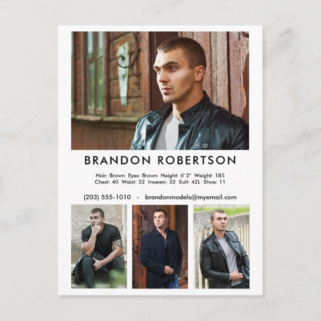 Cartão Postal Promocional do Modelo de Foto do Ator Modelo 4 (Frente)