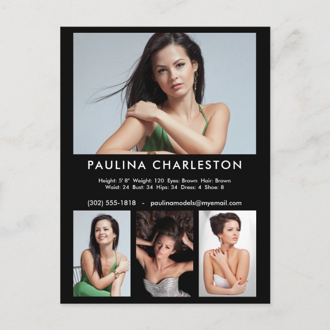 Cartão Postal Promocional do Modelo de Foto do Ator Modelo 4 (Frente)