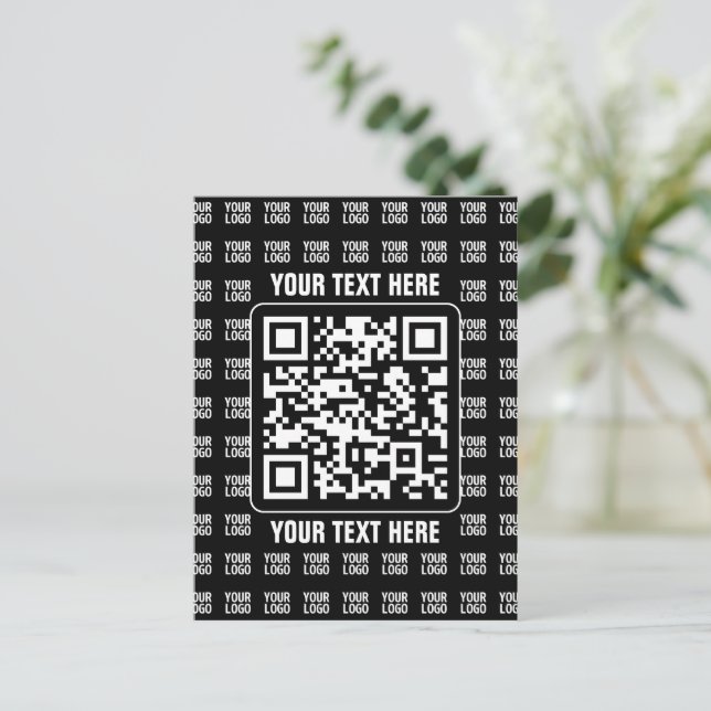 Cartão Postal Promotional QR code (editable) plus Logo Pattern (Em pé/Frente)