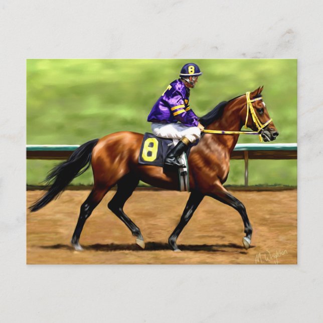 Cartão Postal Pronto para Executar - Pintura Race Horse (Frente)