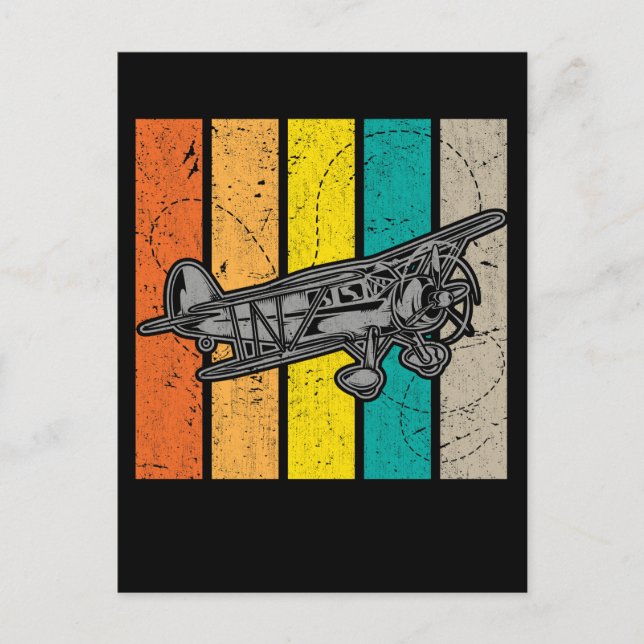 Cartão Postal Propeller Plane Retro Airplane Enthusiast (Frente)