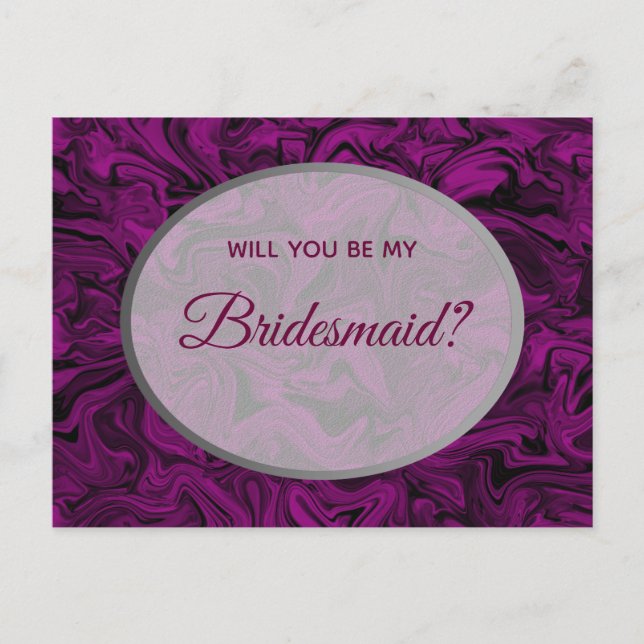 Cartão Postal Proposta da Elegant Purple Bridesmaid (Frente)