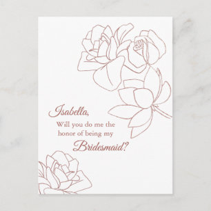 Cartão Postal Proposta de Bridesmaid Chic Elegante de Flor Doura
