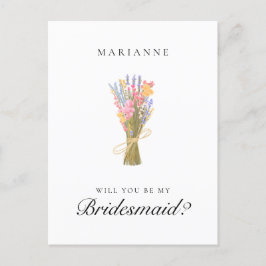 Cartão Postal Proposta de Bridesmaid de Flores Selvagens Simples
