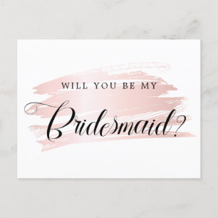 Cartão Postal Proposta de Bridesmaid de Traço Rosa Chic Blush