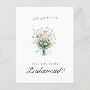 Cartão Postal Proposta de Bridesmaid do Partido Bridal Floral Ro
