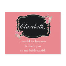 Proposta de Bridesmaid Floral Cor-de-Rosa e Preta