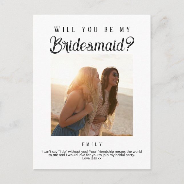 Cartão Postal Proposta de Bridesmaid, Jornal Personalizado (Frente)