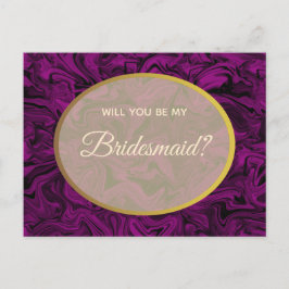 Cartão Postal Proposta de Bridesmaid Roxo Simples