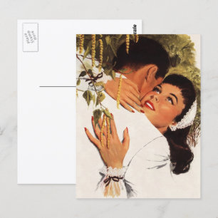 Cartão Postal Proposta de casamento vintage, Amor e Romance