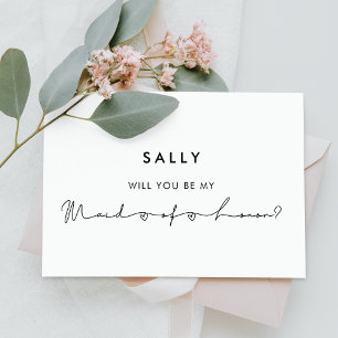Cartão Postal Proposta de Madrinha de casamento moderna minimali