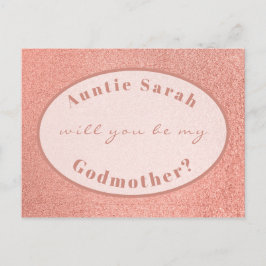 Cartão Postal Proposta de Madrinha Rosa Dourado Branco Oval Scri