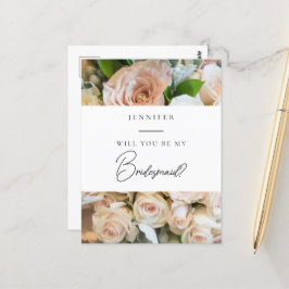 Cartão Postal Proposta floral Elegante de Bridesmaid