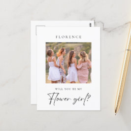 Cartão Postal Proposta Personalizada de Rapariga de Flor de Foto