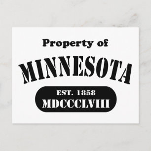 Cartão Postal Propriedade de Minnesota - texto negro