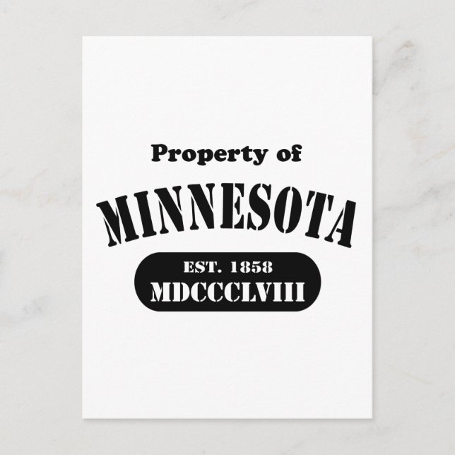 Cartão Postal Propriedade de Minnesota - texto negro (Frente)